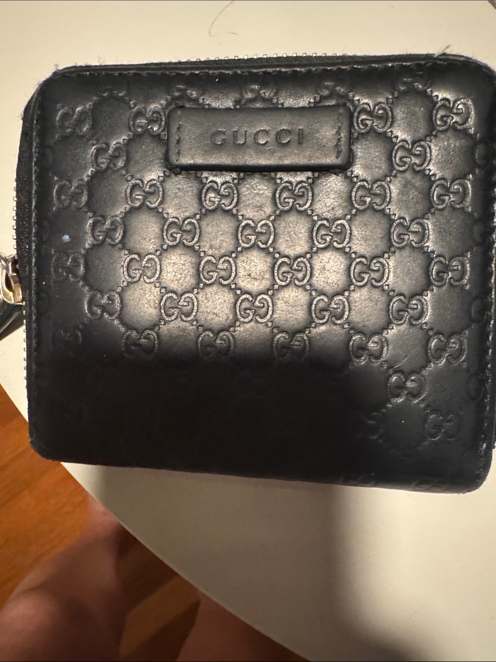 Gucci Black Quilted GG Leather Zip Wallet